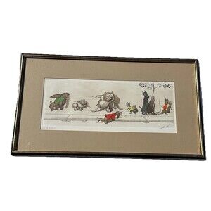 Boris O'Klein "A La Queue" Hand Colored Etching "Dirty Dogs of Paris" Series